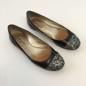 Jimmy Choo Patent Leather Glitter Flats